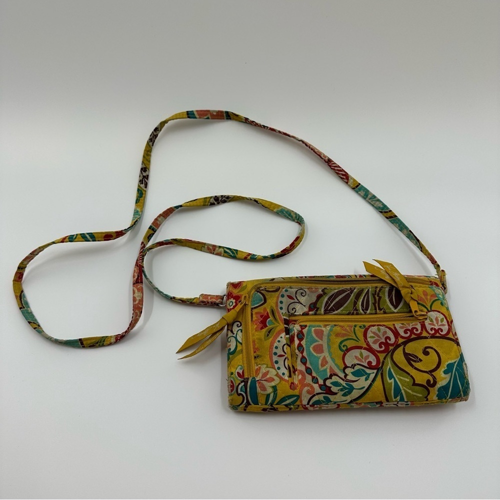 Vera Bradley Yellow Paisley Floral Convertible Hand Wallet / Crossbody - Picture 6 of 6